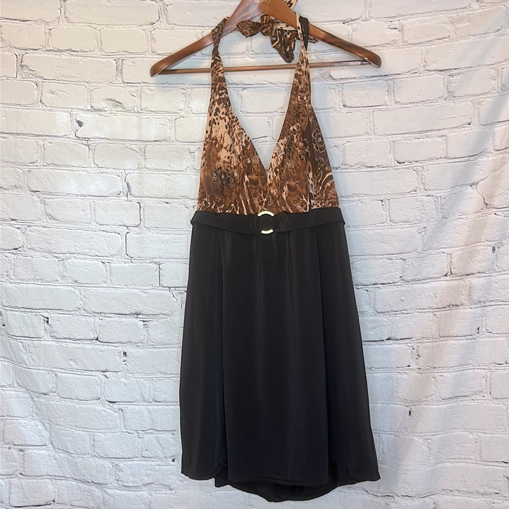 Jaclyn Smith Brown & Black Swim Dress Size 20W Excellent Condition